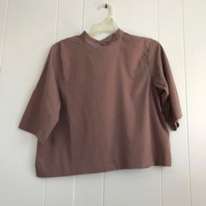 Mauve, cropped high neck blouse